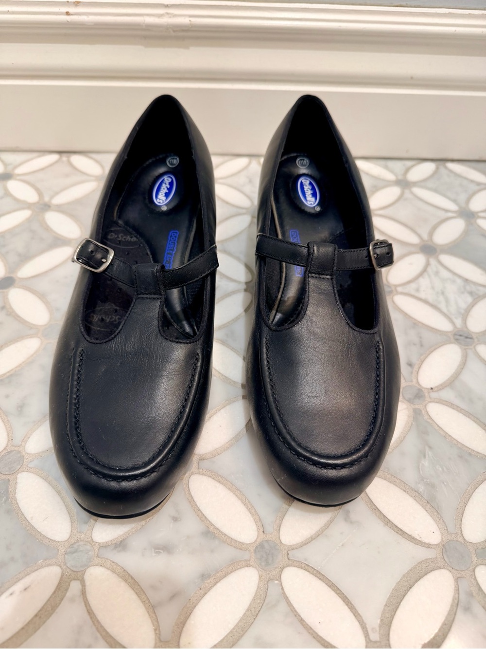 Dr. Scholl's Leather T-Strap Comfort Mary Jane Pumps Black Size 11 W Wide Width - Picture 6 of 13
